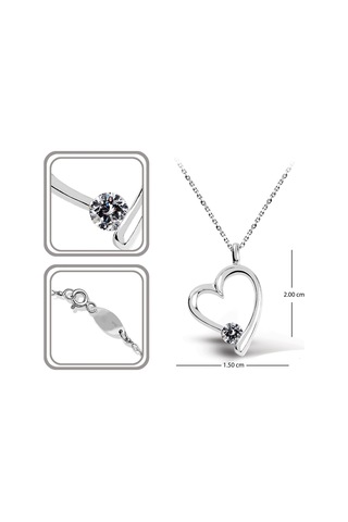 Kuyumcudukkani 6mm Zirconia Taşlı"kalp"kolye - 32112-6mm-w Beyaz