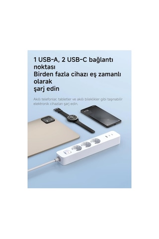 Xiaomi 20w Power Strip 3 Lü Priz - 2 Usb-c + 1 Usb-a Hızlı Şarj Xiaomi Türkiye Garantili