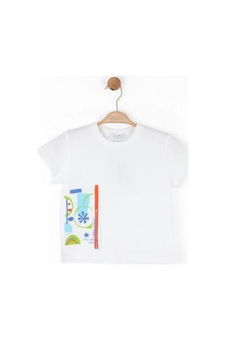 Nk Kids Kız Çocuk Pamuklu Desenli T-shirt-15968 Beyaz