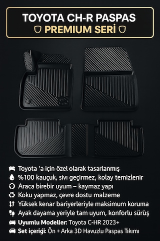 Toyota Chr 2023+ Uyumlu 3D Oto Paspas Havuzlu