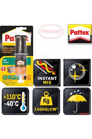 Pattex Henkel Power Epoxy Mix Güçlü Enjetörlü Çiftli Yapıştırıcı