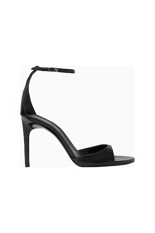 Schutz Scarlett 100 Nappa Deri Bilekten Bağlamalı, 100mm Ince Topuklu Lüks Sandalet Siyah