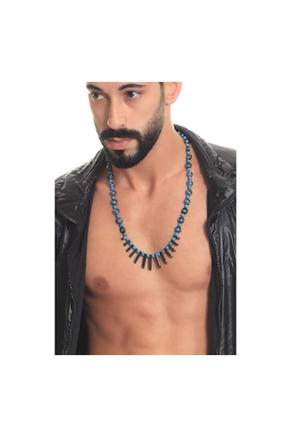 Labalaba Erkek Doğaltaş El Yapımı Tasarım Kolye Siyah