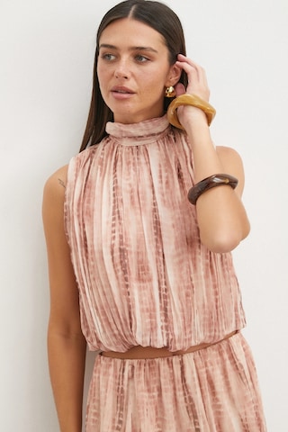 Uterpe Tie-dye Pliseli Crop Bluz Pembe