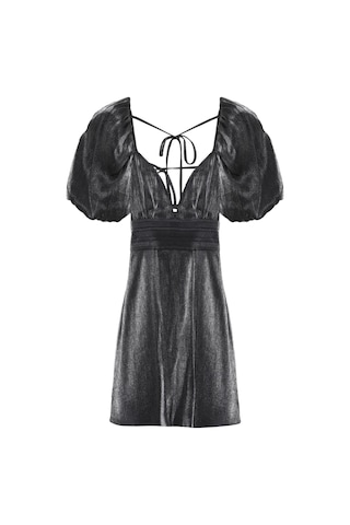 Olla Collection Sırt Detaylı Mini Elbise Siyah Gri