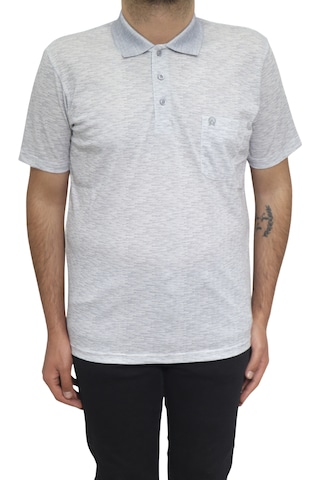 Santa Dmctekstil Erkek Kendinden Desenli Klasik Rahat Kalıp Tek Cepli Polo Yakalı T-shirt Gri