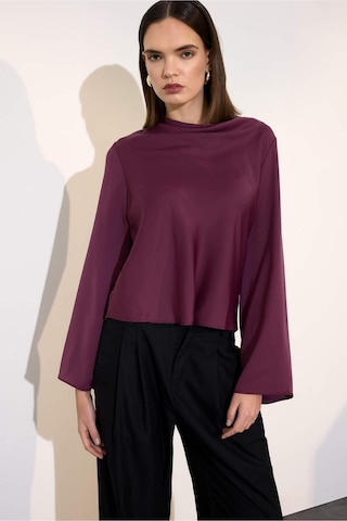 Defacto Regular Fit Degaje Yaka Saten Uzun Kollu Bluz H0064ax26spbr306 Bordo-br306