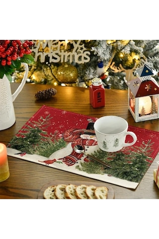Moly 12x18 İn Yıkanabilir Noel Tatil Masa Örtüleri Seti, 6 Adet Kırmızı, Dayanıklı Ve Şık Masa Dekoru Kırmızı