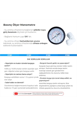 Su Arıtma Cihazı Basınç Ölçer Manometre
