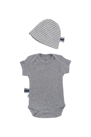 Organicera Organik Yenidoğan Set - 3 Parça , Gri-melanj Grey Melange