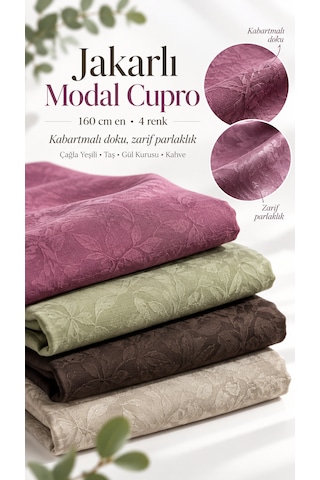 Jakarlı Modal Cupro Kumaş 160 Cm En Kabartmalı Desenli Parlak Yüzey Çağla Yeşil