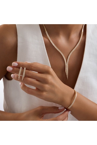 Su Yolu Set Sarı Altın Üç Sıra T14335