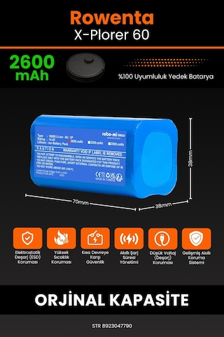 Rowenta X-plorer 60 Serie Uyumlu 2600 Mah Robot Süpürge Bataryası