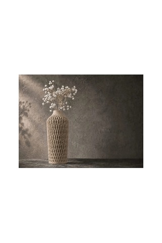 Diamont Mat Beige Vazo Modern Dekoratif 3d Baskı Vazo 137x250 Mm Çok Renkli