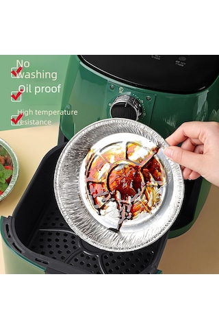 Xindoker Ev Kullanıma Uygun Hava Fritözü Alüminyum Folyo Tabakları, Yağsız Pişirme, Islaklık Engelleme, 7 İnç Derin Tepsiler 50 Adet Diğer