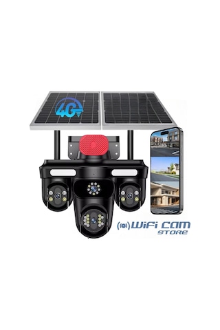 4 Kameralı Solar Kamera 4g Solar Kamera Aov Teknolojisi 7/24 Sürekli Kayıt-125595