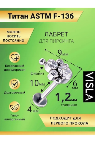 Visla Jewelry Taşlı Labret Kaşığı, Kulak, Helix Ve Burun İçin Titanyum 190943887 Gri