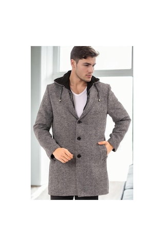 Plt9376 Dewberry Erkek Palto-desenli Gri Desenli Gri