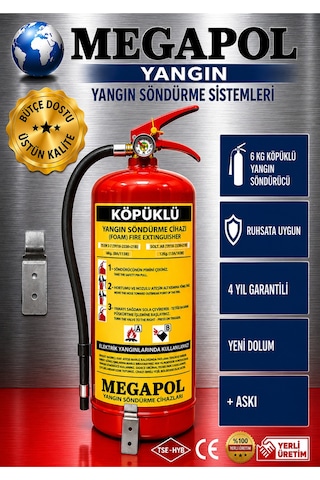 6 Kg Marin Tekne Sertifikalı Köpüklü Yangın Söndürme Cihazı, Yangın Söndürme Tüpü, Yangın Söndürücü, Yangın Söndürme Cihazları