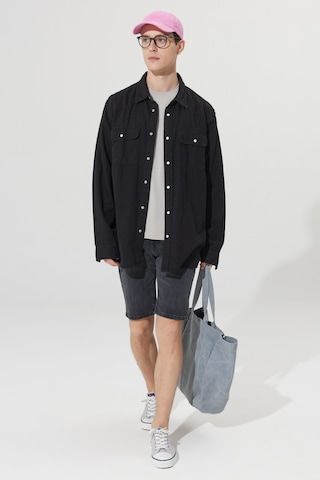 Ac&Co / Altınyıldız Classics Erkek Grı Slim Fit Dar Kesim Pamuklu Esnek Denim Şort