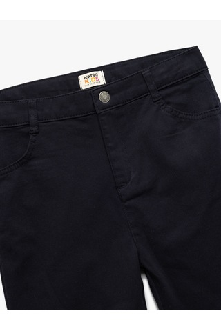 Koton Cepli Düğme Detaylı Düz Paça Pamuklu Pantolon Lacivert 6wkg40017aw Lacivert