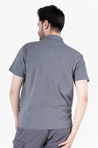 T-shirt %100 Pamuk Polo Yaka Fleto Cepli %100 Pamuk Füme Melanj