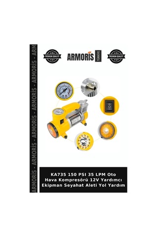 Ka735 150 Psı 35 Lpm Oto Hava Kompresörü 12v Yardımcı Ekipman Seyahat Aleti Yol Yardım