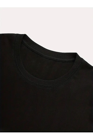 Medinenur Çoklu Ay Desen Baskılı Basic T-shirt Siyah