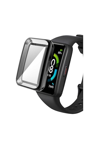Huawei Band 6 Mkst Watch Gard 09 Koruyucu Silikon - Siyah