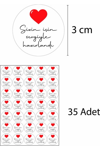 Paketlemeye Özel 35 Adet Sticker - Sizin İçin Sevgiyle Hazırlandı
