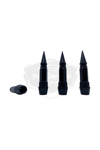 ŞüsCarOto Sivri Sibop Kapağı Mermi Sibop Kapağı Araba Motosiklet Bisiklet Metal 4 lü Set Siyah (00)