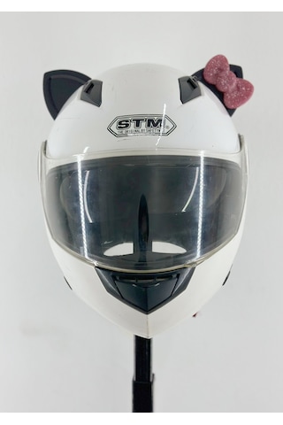 Motor & Motosiklet Pembe Fiyonklu Siyah Kedi Kulak Kask Dış Aksesuarı Diğer