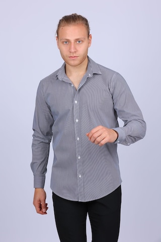 Tousus Slim Fit Çizgili Antrasit Erkek Gömlek Slm-5039-tss