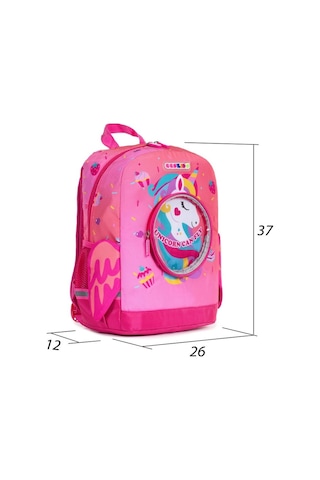 Uzay Temalı İlkokul Sırt Çantası - Pembe Açık Gri