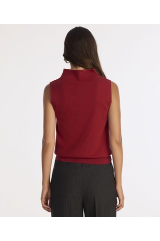 Yargıcı Regular Yarım Balıkçı Yaka Kolsuz Kol Kazak 25kktr2003x 043 Kırmızı