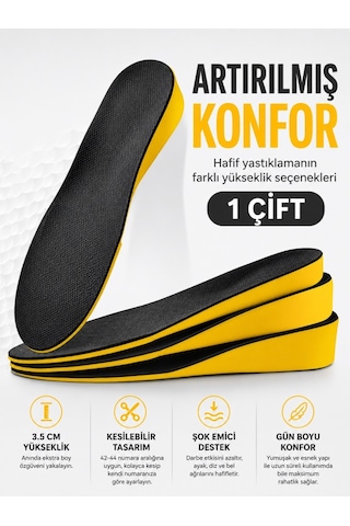 3.5 Cm Gizli Boy Uzatıcı Tamboy Tabanlık - Şok Emici Konforlu Ortopedik Ayakkabı Pedi