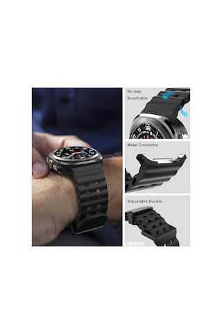 Samsung Galaxy Watch 7 Ultra 47 Mm İle Uyumlu Airflow Metal Tokalı Soft Ocean Silikon Kordon