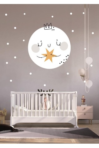 Sevimli Surat ve Polka Damlası Çocuk Odası Dekorasyon Sticker