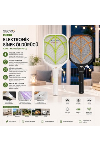 Usb-219 Raket Modeli Type-c Elektronik Sinek Öldürücü Cız Makine Tgb-8097a 5705