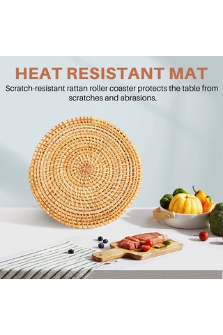 Sıcak Sıcak Altlıklar İçin 4 Adet Rattan Altlık, Dayanıklı Tencere Altlığı Kahverengi