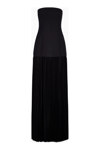 United Colors Of Benetton Because Of Alice Structured Bodice Gown Pleated Maxi Length Formal Dress Kadın Elbise Siyah