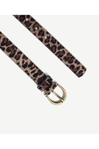 Yargıcı Leopar Baskılı Kadife Pantolon Kemeri 26kkkm7009x 018 Açık Kahverengi