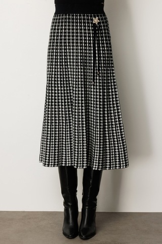 On Kadın Aksesuar Detaylı Midi Triko Etek 65208 Siyah Siyah