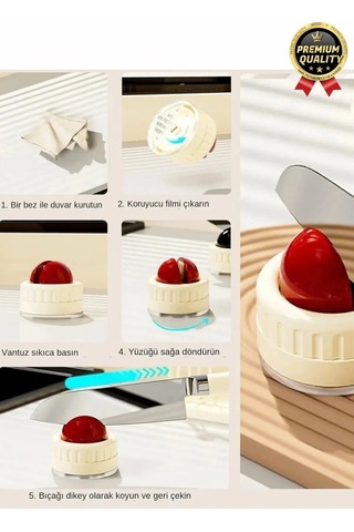 Premium Pratik Keskin Makas Şef Mutfak Paslanmaz Vantuzlu Mini Bıçak Bileme Aparatı Aleti - 1 Adet