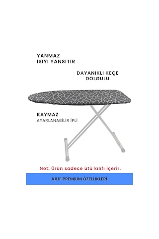 Magiclady Ütü Masası Kılıfı 150x50 Gri Geometrik
