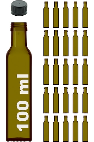 Afracam Maraska Yeşil 100 ML Cam Şişe Sızdırmaz Kapak 25 Adet