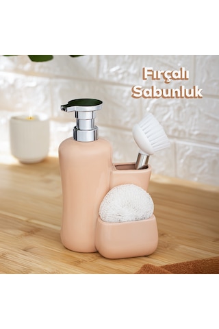 Porsima 277744 Sıvı Sabunluk Fırçalı Süngerlikli Sabunluk Pudra
