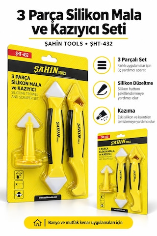 3 Parça Silikon Mala Ve Kazıyıcı Seti