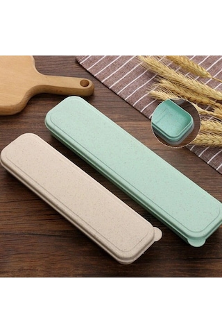 Yeşil 21/24cm Pp Taşınabilir Seyahat Sofra Saklama Kutusu Kasa Gıda Sınıfı Yemek Takımı Çatal Kaşık Kutusu Çocuk Kaşıklık 56639093