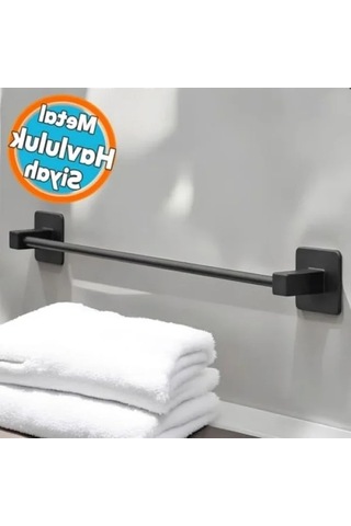 Mat Siyah 42 Cm Uzunlukta Duvara Monte Metal Havluluk 12 Izgara